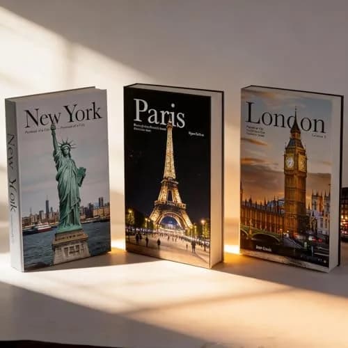 YOYMJBY Faux Decorative Books Set of 3 | Paris London New York Aesthetic Decor for Coffee Tables & Shelves thumbnail 3
