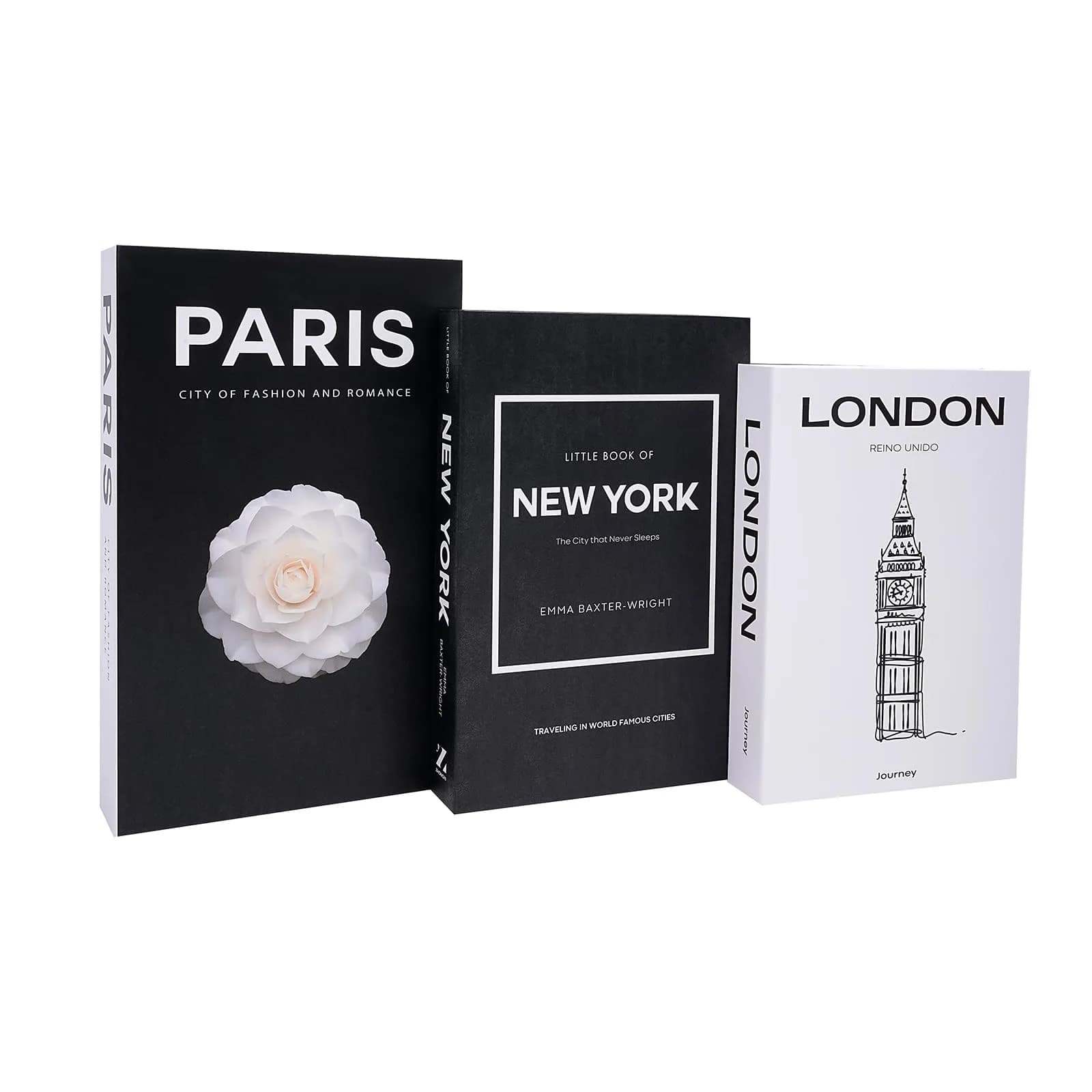 YOYMJBY Faux Decorative Books for Home Decor Set of 3 | Aesthetic Coffee Table Books for Shelf Accessories (3-Mix-Paris Newyork London) - main product image