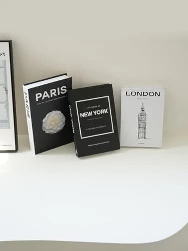YOYMJBY Faux Decorative Books for Home Decor Set of 3 | Aesthetic Coffee Table Books for Shelf Accessories (3-Mix-Paris Newyork London) thumbnail 4