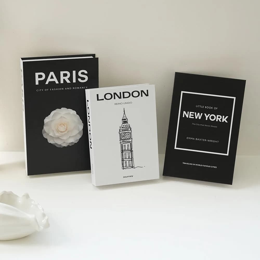 YOYMJBY Faux Decorative Books for Home Decor Set of 3 | Aesthetic Coffee Table Books for Shelf Accessories (3-Mix-Paris Newyork London) - view 7