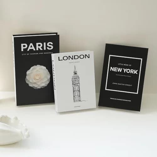 YOYMJBY Faux Decorative Books for Home Decor Set of 3 | Aesthetic Coffee Table Books for Shelf Accessories (3-Mix-Paris Newyork London) thumbnail 7