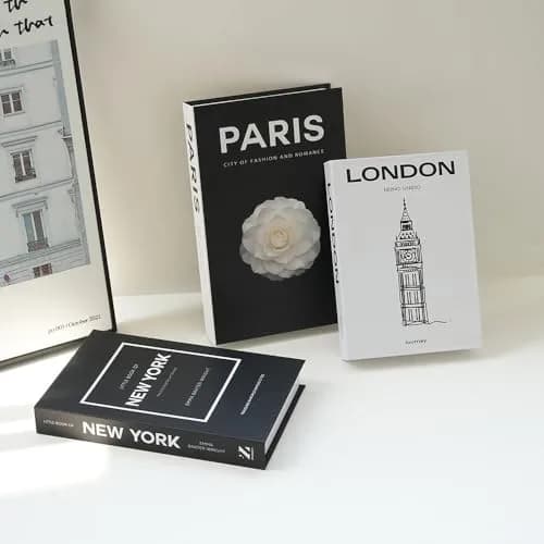 YOYMJBY Faux Decorative Books for Home Decor Set of 3 | Aesthetic Coffee Table Books for Shelf Accessories (3-Mix-Paris Newyork London) thumbnail 3