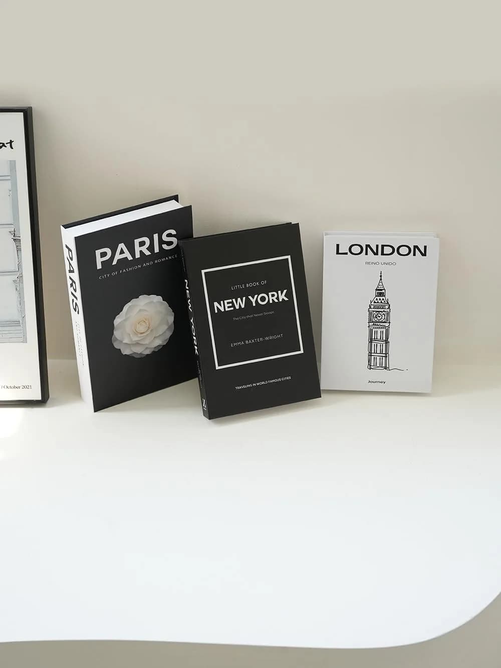 YOYMJBY Faux Decorative Books for Home Decor Set of 3 | Aesthetic Coffee Table Books for Shelf Accessories (3-Mix-Paris Newyork London) - view 4