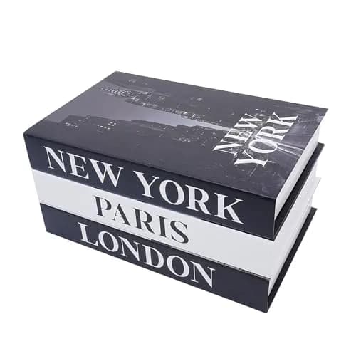 YOYMJBY Faux Decorative Books Set 3-Paris London Newyork Kiss | Aesthetic Home Decor for Coffee Tables & Shelves thumbnail 1