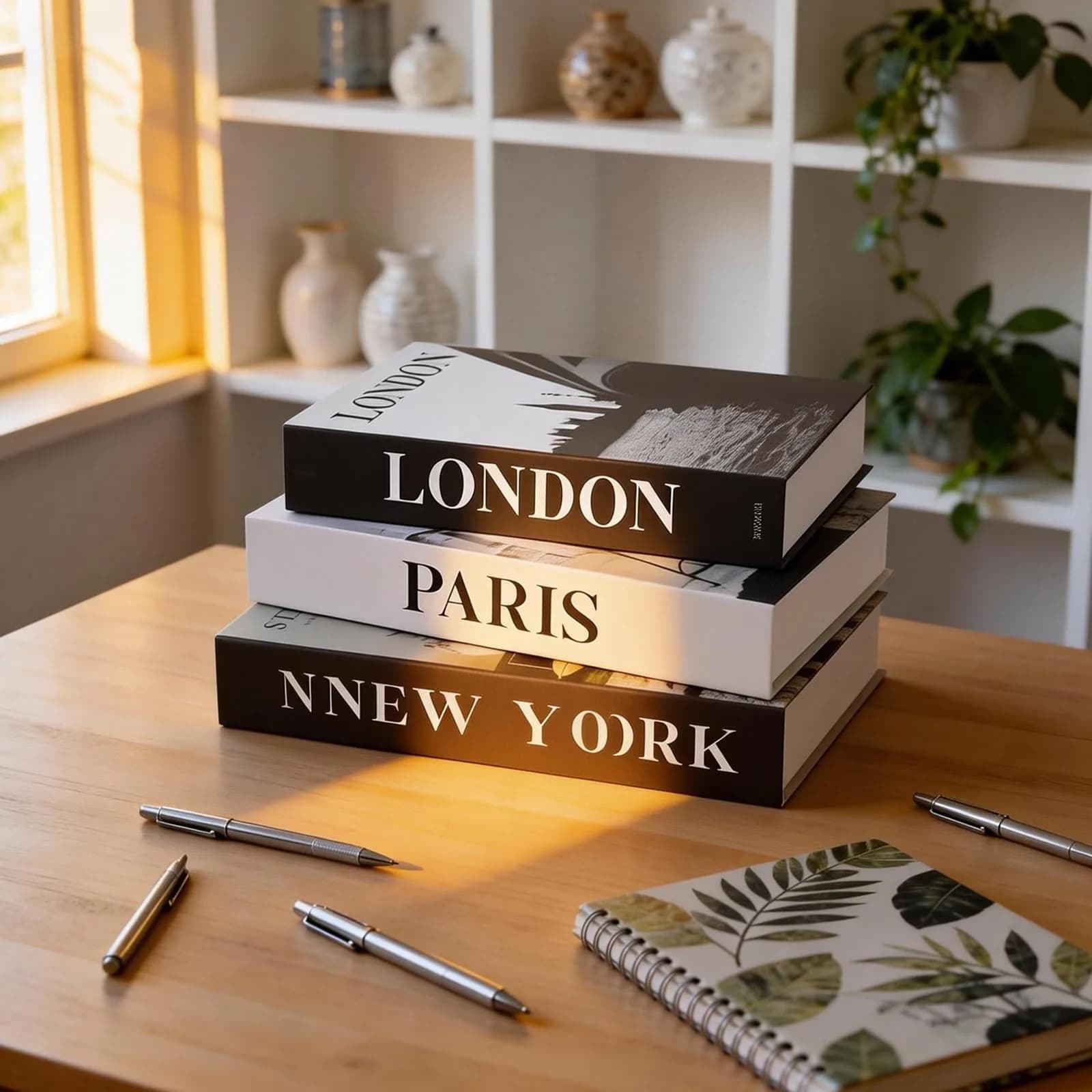 YOYMJBY Faux Decorative Books Set 3-Paris London Newyork Kiss | Aesthetic Home Decor for Coffee Tables & Shelves - view 2