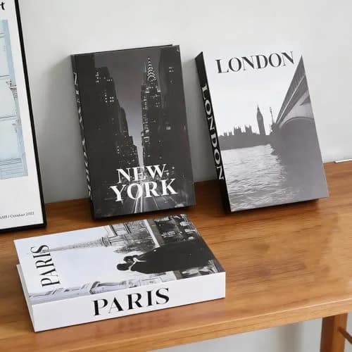 YOYMJBY Faux Decorative Books Set 3-Paris London Newyork Kiss | Aesthetic Home Decor for Coffee Tables & Shelves thumbnail 3