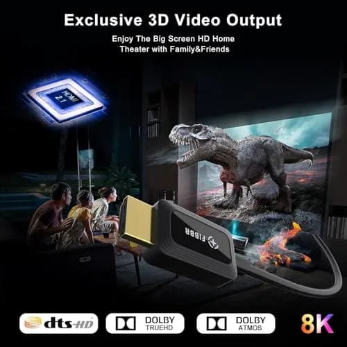 FIBBR Fiber Optic HDMI 2.1 Cable 5m (16.5ft) 48Gbps 8K@60Hz 4K@120Hz VRR ALLM | Zero Signal Loss Long Distance Transmission thumbnail 6