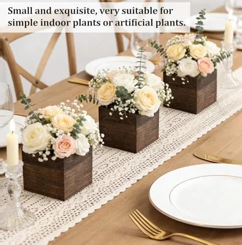 Dahey Small Wall Hanging Planters 3 Pack 4 Inch Wood Pot with Plastic Liner | Rustic Wall Decor for Indoor & Outdoor thumbnail 7