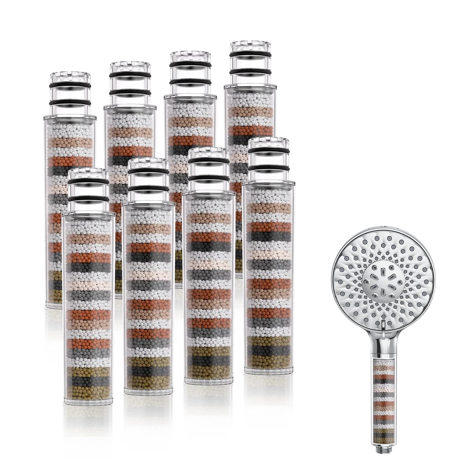 SR SUN RISE Shower Filter Replacement Cartridges for Handheld Shower Head, 8 Filters | Multi-Stage Filtration for Hard Water & Chlorine - main product image
