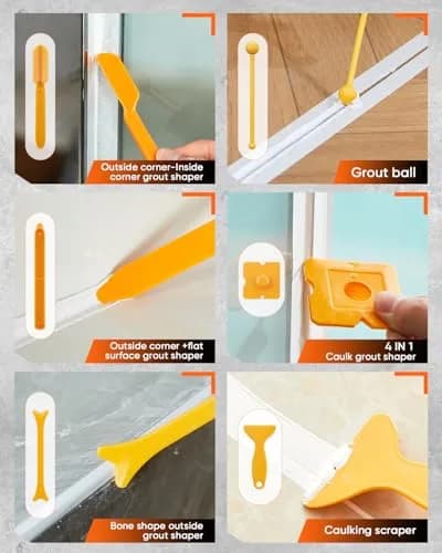 Saker Caulk Gun Kit, Manual Caulking Gun with 11-in-1 Caulking Tool Set, Silicone Sealant Finishing Tools, Grout Scrapers & Shapers with Masking Tape for Bathroom, Kitchen, Window & Home Repair | Heavy-Duty, Dripless, 10oz Cartridge thumbnail 6