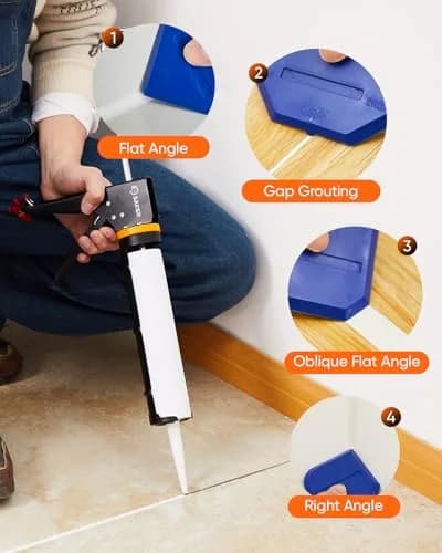 Saker Caulk Gun Kit, Manual Caulking Gun with 11-in-1 Caulking Tool Set, Silicone Sealant Finishing Tools, Grout Scrapers & Shapers with Masking Tape for Bathroom, Kitchen, Window & Home Repair | Heavy-Duty, Dripless, 10oz Cartridge thumbnail 3