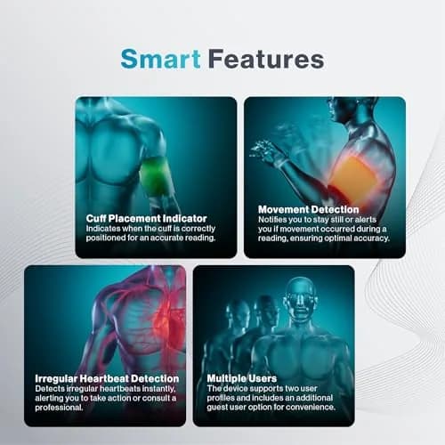 Oxiline Pressure XS Pro Bluetooth Blood Pressure Monitor, Upper Arm Cuff 22–42 cm, Accurate Digital Systolic/Diastolic, Large Display, Mobile App Compatible (1 Unit) thumbnail 6