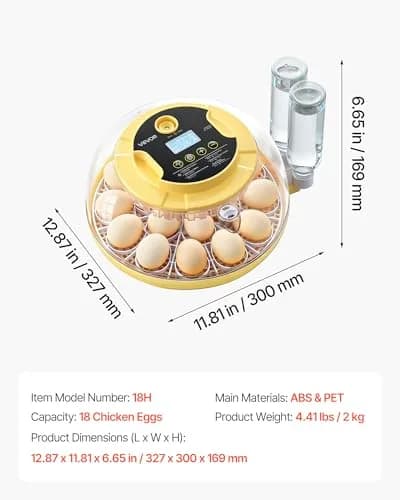 VEVOR 18-Egg Incubator Automatic Poultry Egg Turner with LED Candler | 360° Air Circulation & Humidity Control thumbnail 7