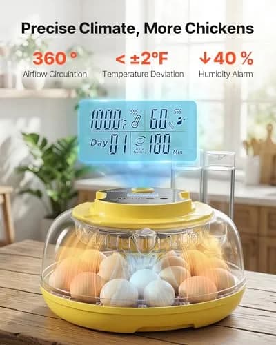 VEVOR 18-Egg Incubator Automatic Poultry Egg Turner with LED Candler | 360° Air Circulation & Humidity Control thumbnail 2