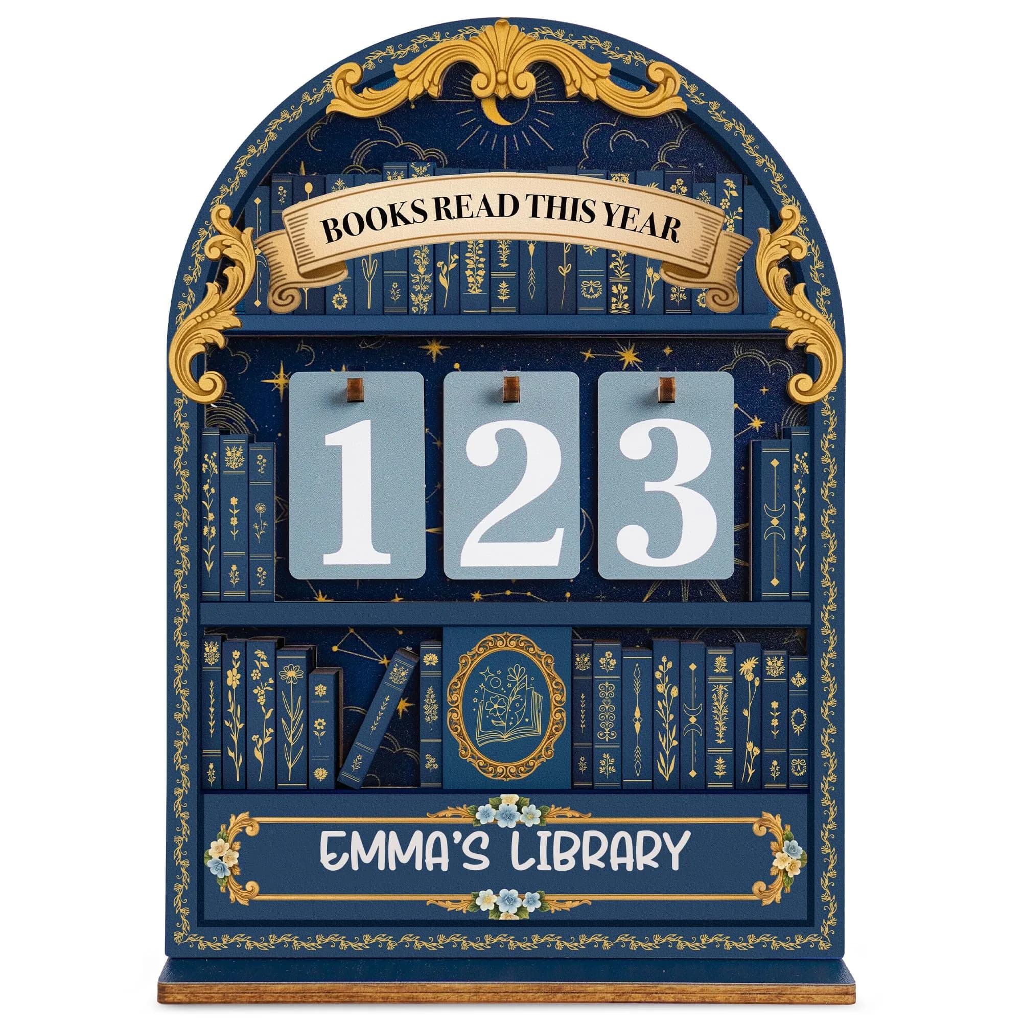 DINIZON Books Read This Year Counter Wooden Book Tracker 7 inch (17.78 cm) | Celebrate Your Reading Journey - main product image