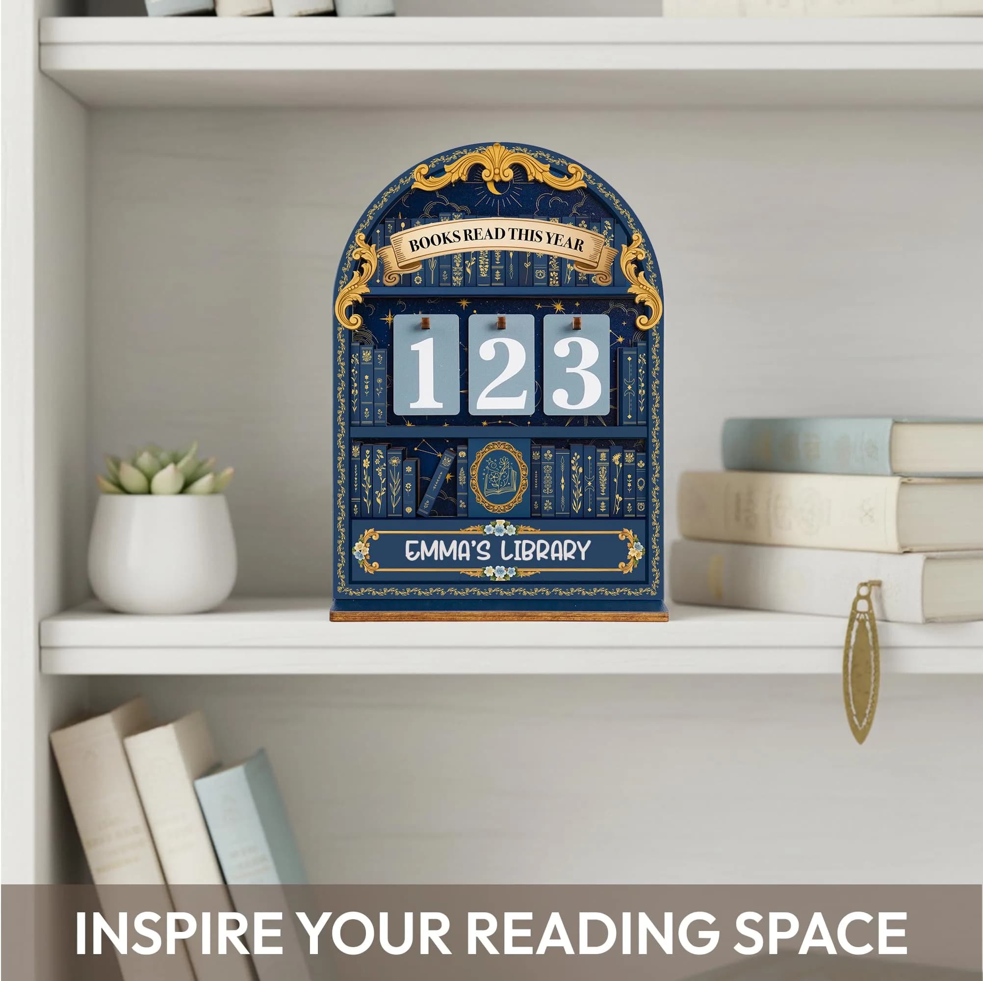 DINIZON Books Read This Year Counter Wooden Book Tracker 7 inch (17.78 cm) | Celebrate Your Reading Journey - view 6