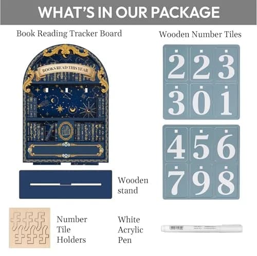 DINIZON Books Read This Year Counter Wooden Book Tracker 7 inch (17.78 cm) | Celebrate Your Reading Journey thumbnail 7
