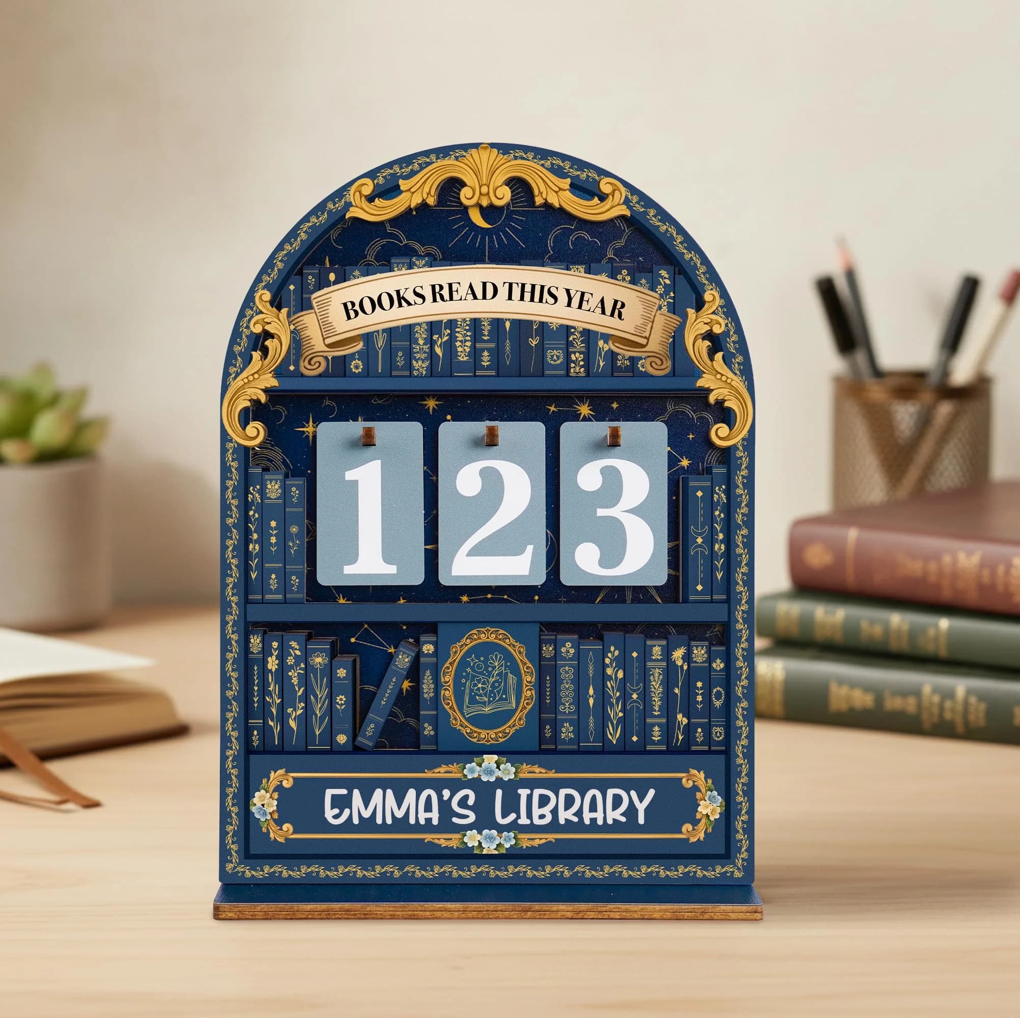 DINIZON Books Read This Year Counter Wooden Book Tracker 7 inch (17.78 cm) | Celebrate Your Reading Journey - view 8