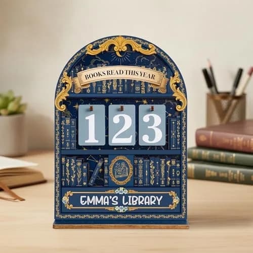 DINIZON Books Read This Year Counter Wooden Book Tracker 7 inch (17.78 cm) | Celebrate Your Reading Journey thumbnail 8