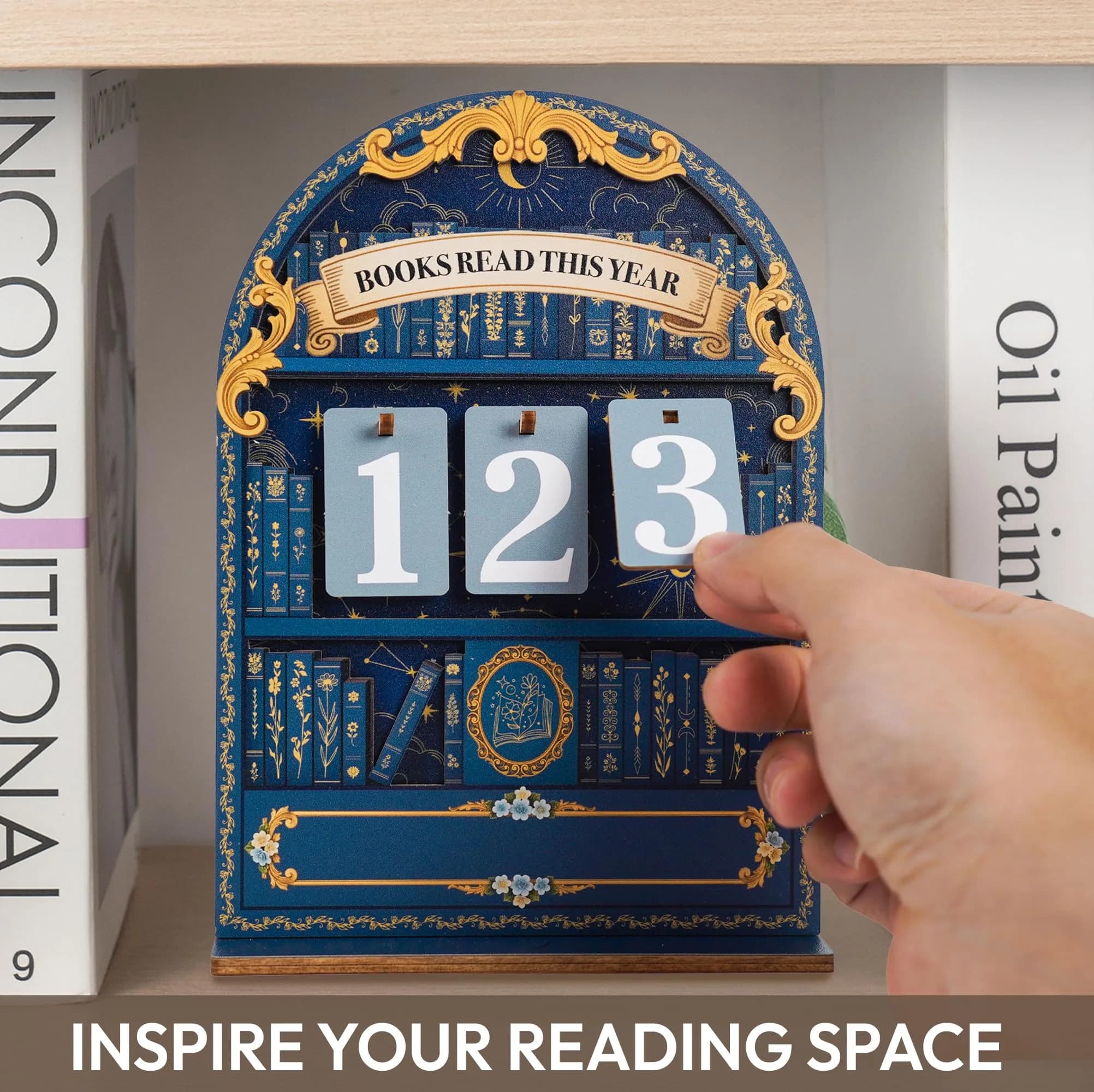DINIZON Books Read This Year Counter Wooden Book Tracker 7 inch (17.78 cm) | Celebrate Your Reading Journey - view 2