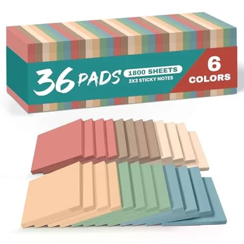 Taja Vintage Sticky Notes 3x3 Inch (7.6x7.6 cm) | 36 Pads Bulk Pack for Office, School, Home Organization thumbnail 1