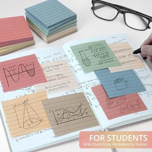 Taja Lined Sticky Notes 3x3 Inches, 36 Pads | Vintage Pastel Colors for Organization thumbnail 6