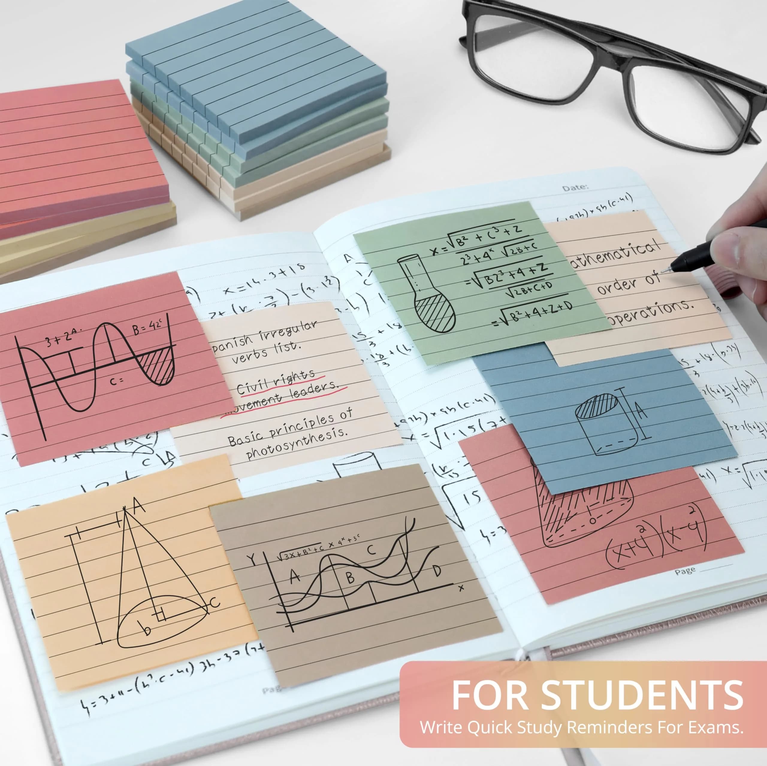 Taja Lined Sticky Notes 3x3 Inches, 36 Pads | Vintage Pastel Colors for Organization - view 6
