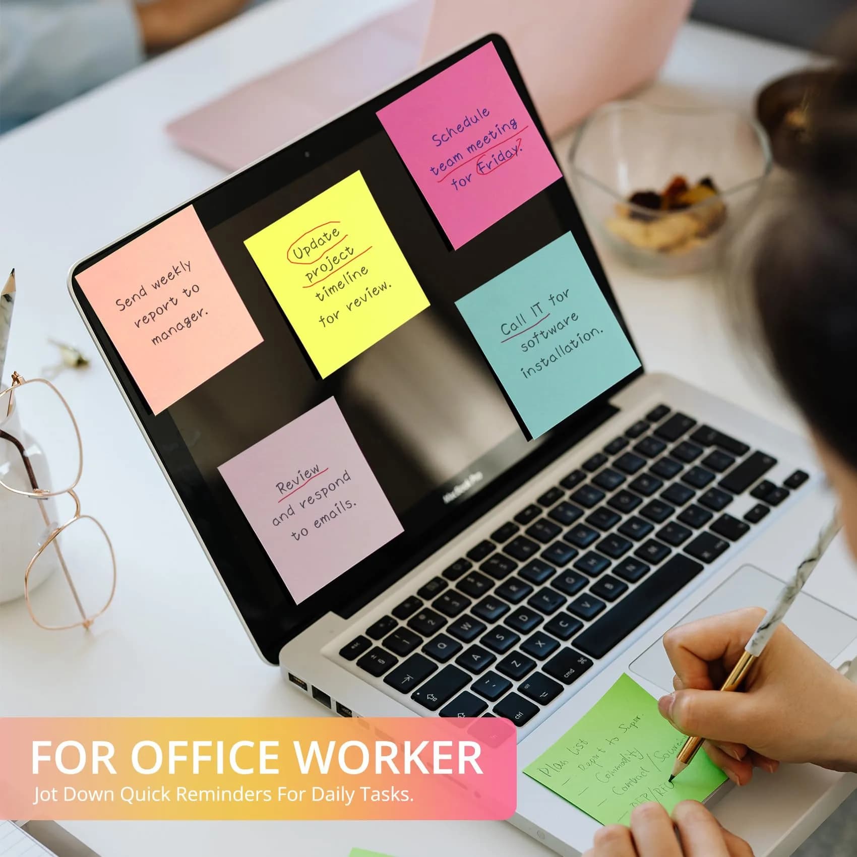 Taja Bright Sticky Notes 3x3 Inches (144 Pads) | Bulk Pack for Office, Study, and Daily Life Organization - view 4