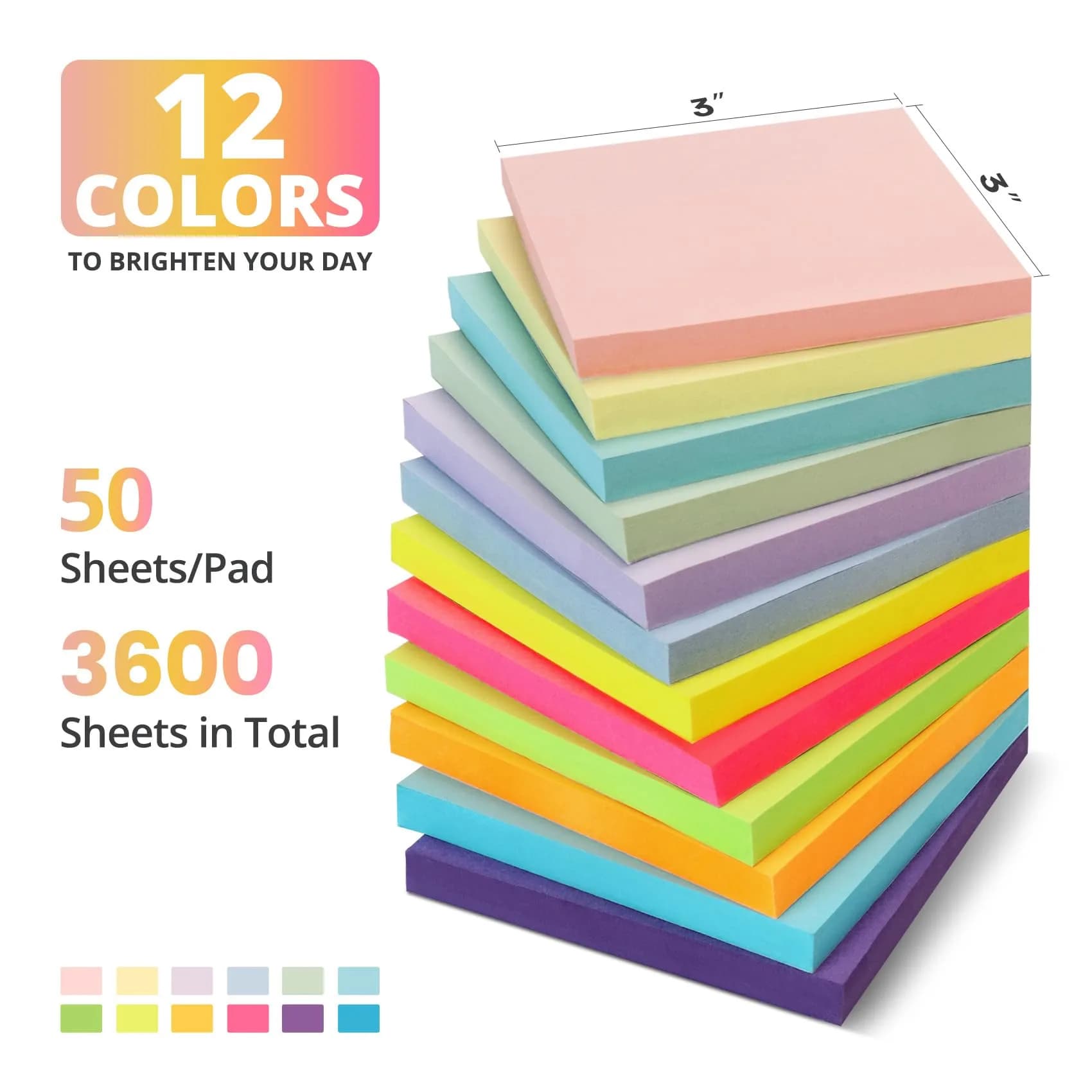 Taja Bright Sticky Notes 3x3 Inches - Vibrant Yellow (72 Pads) | Bulk Pack for Office, Study, and Daily Life Organization - view 2
