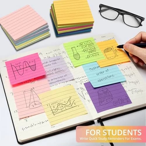Taja Lined Sticky Notes 36 Pads, 7.62 cm (3 x 3 Inches), 50 Sheets/Pad | Bright Color for Office & Study thumbnail 6