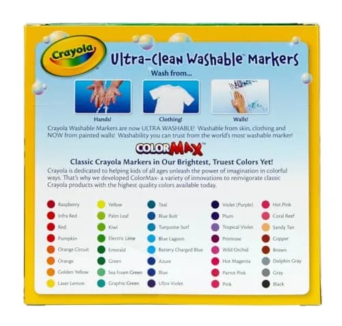 Crayola Ultra Clean Washable Markers (40 Count, 2mm Broad Line) | Non-Toxic, Assorted Colors for Kids thumbnail 5