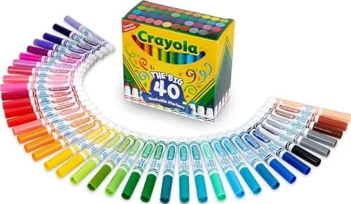 Crayola Ultra Clean Washable Markers (40 Count, 2mm Broad Line) | Non-Toxic, Assorted Colors for Kids thumbnail 1