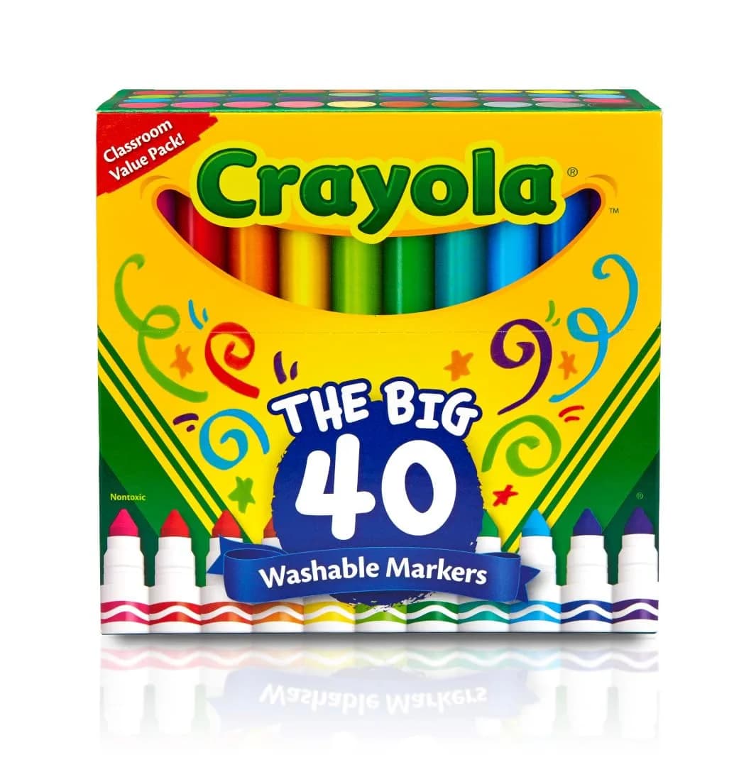 Crayola Ultra Clean Washable Markers (40 Count, 2mm Broad Line) | Non-Toxic, Assorted Colors for Kids - view 2