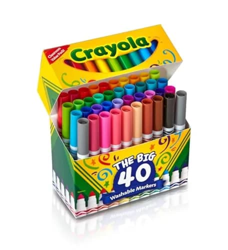 Crayola Ultra Clean Washable Markers (40 Count, 2mm Broad Line) | Non-Toxic, Assorted Colors for Kids thumbnail 3