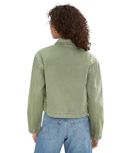 BLANKNYC Vibe Check Jacket Green X-Small | Women's Twill Coat with Zipper & Pockets thumbnail 4