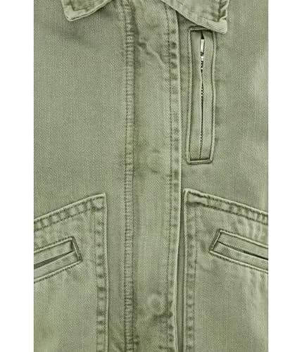 BLANKNYC Vibe Check Jacket Green X-Small | Women's Twill Coat with Zipper & Pockets thumbnail 5