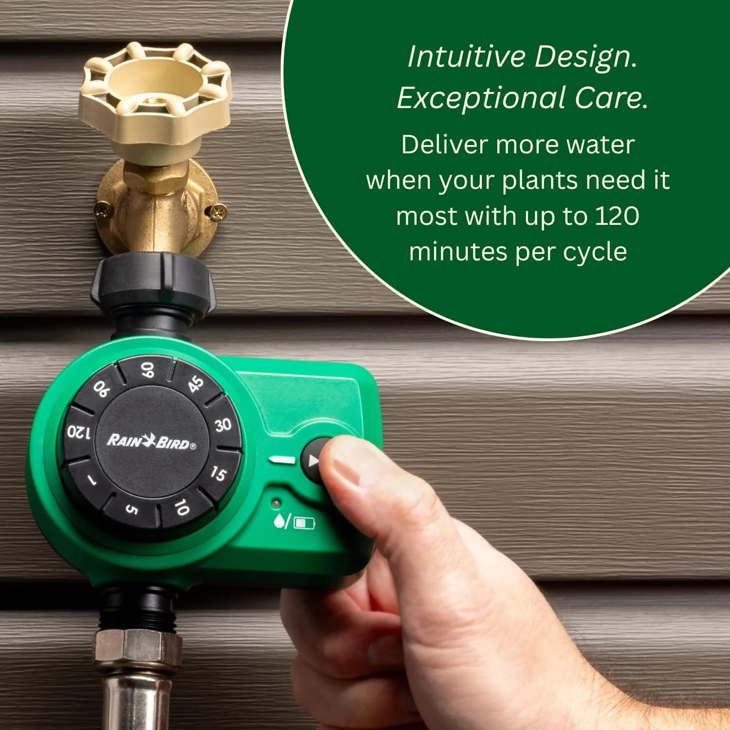 Rain Bird Simple-Set Hose End Timer 1ZEHTMRS 1-Minute to 2-Hour Run Time | Battery Operated, 3/4" Brass Inlet - view 7