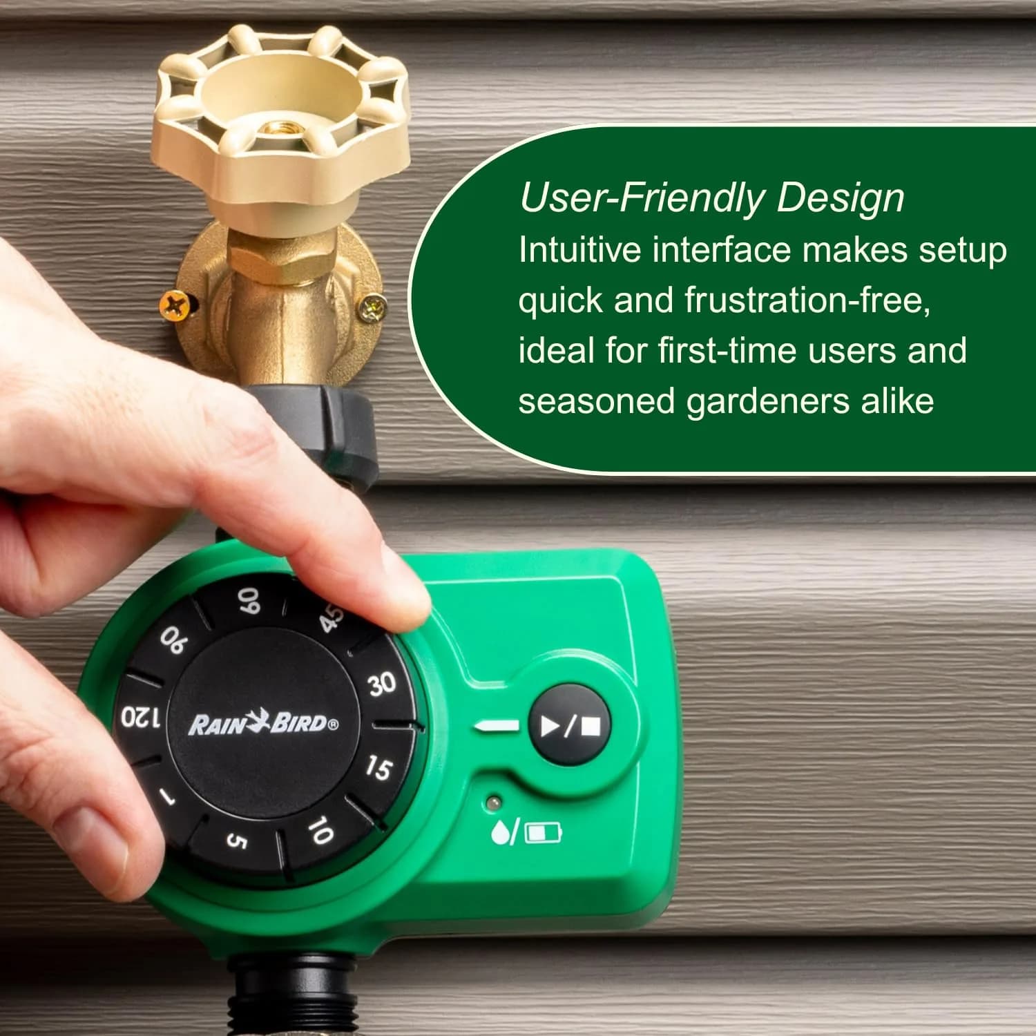 Rain Bird Simple-Set Hose End Timer 1ZEHTMRS 1-Minute to 2-Hour Run Time | Battery Operated, 3/4" Brass Inlet - view 9
