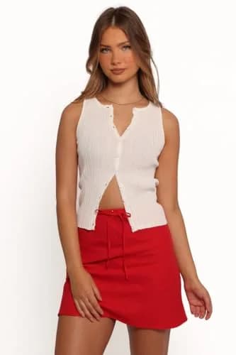 SKIRT Sonni Linen Mini Skirt - Red L | Breezy, Light Cotton, Flattering A-line Fit thumbnail 4