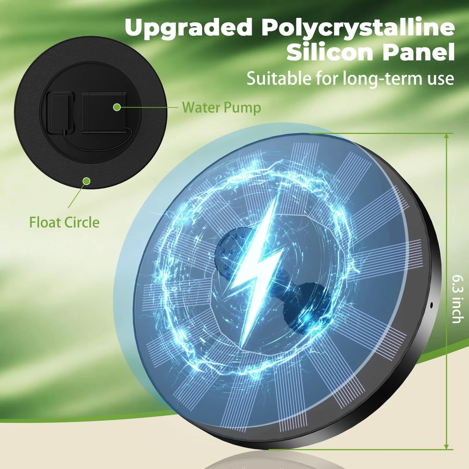 AISITIN Solar Fountain Pump for Bird Bath with 4 Fixer & 6 Nozzles | 1.5W Solar Powered Water Feature - view 6
