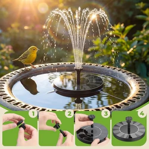 AISITIN Solar Fountain Pump for Bird Bath with 4 Fixer & 6 Nozzles | 1.5W Solar Powered Water Feature thumbnail 7