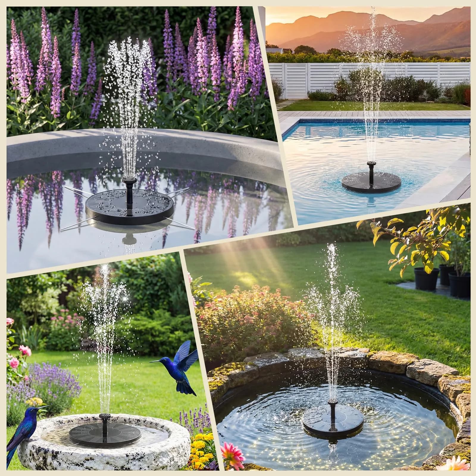AISITIN Solar Fountain Pump for Bird Bath with 4 Fixer & 6 Nozzles | 1.5W Solar Powered Water Feature - view 8