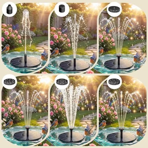 AISITIN Solar Fountain Pump for Bird Bath with 4 Fixer & 6 Nozzles | 1.5W Solar Powered Water Feature thumbnail 3