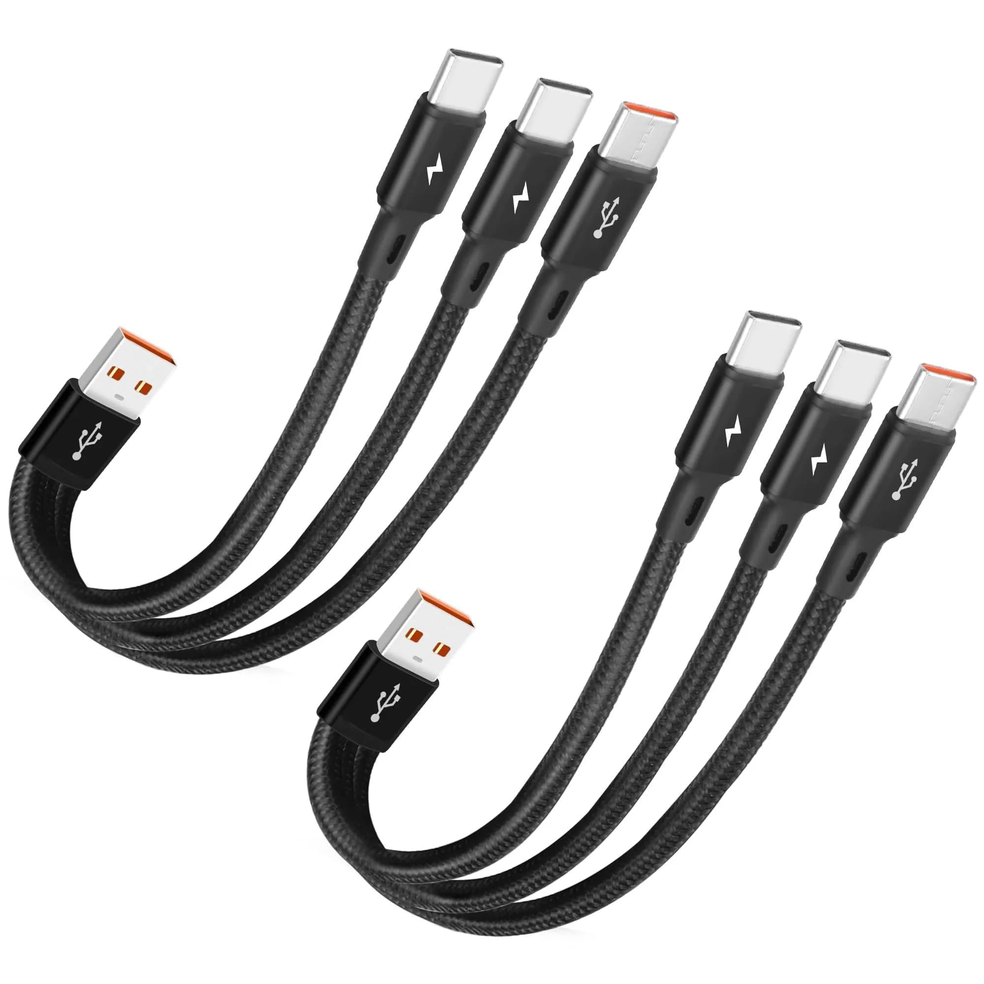 GELRHONR 2-Pack USB C Splitter Cable 120cm (47.2in) | 3-in-1 Fast Charging & Data Transfer — 7.8inch