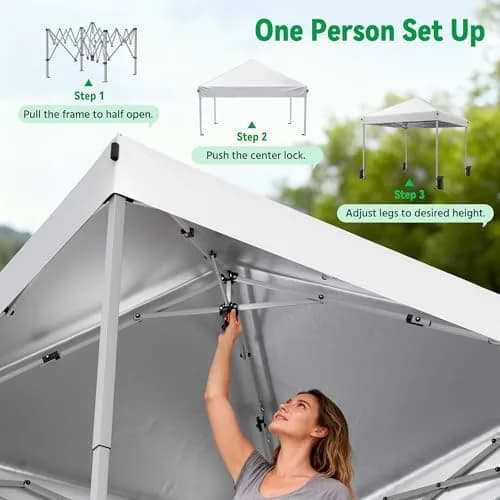 Driftalia 10x10 Pop Up Canopy Tent One-Push Center Lock, Portable Shelter thumbnail 2