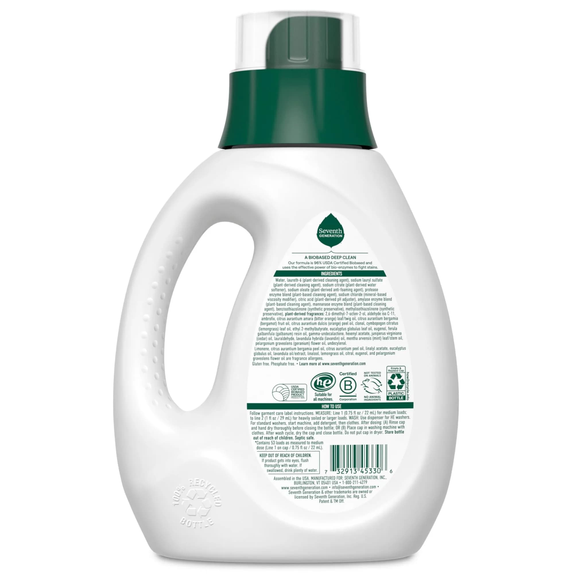 Seventh Generation Concentrated Liquid Laundry Detergent Fresh Scent 1.18 L (40 Fl Oz) | USDA Biobased Formula Fights Stains & Odor - view 8