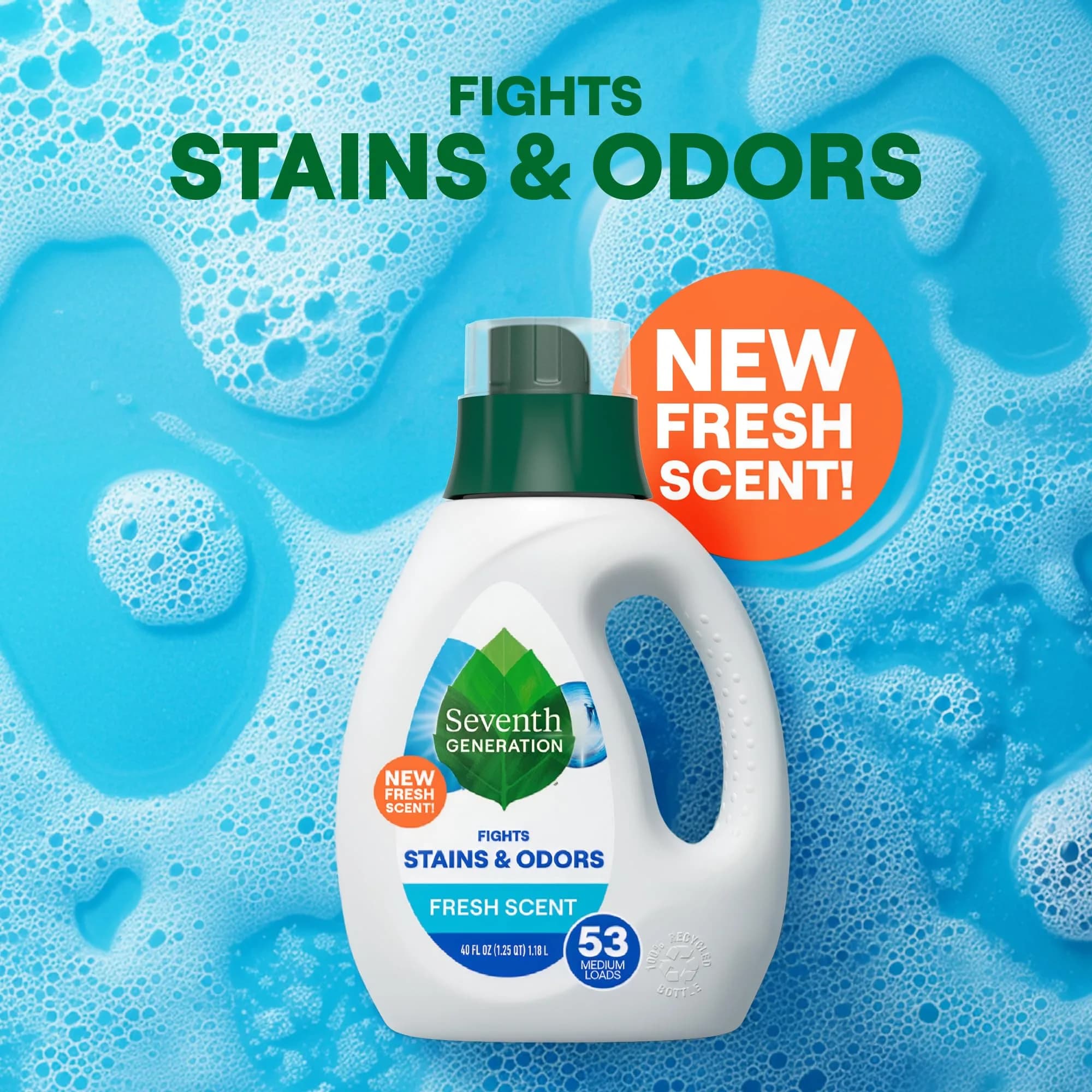 Seventh Generation Concentrated Liquid Laundry Detergent Fresh Scent 1.18 L (40 Fl Oz) | USDA Biobased Formula Fights Stains & Odor - view 2