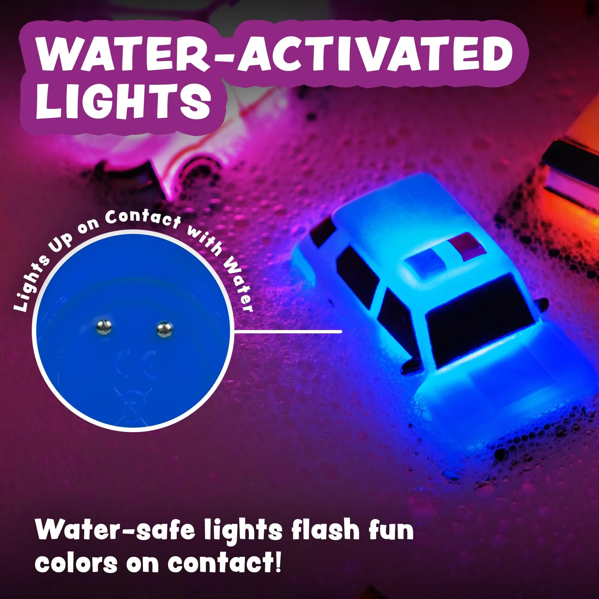 Tub Works Emergency Cars Light Up Bath Toys 12 Pack | Water-Activated Sensory Fun for Toddlers - view 5