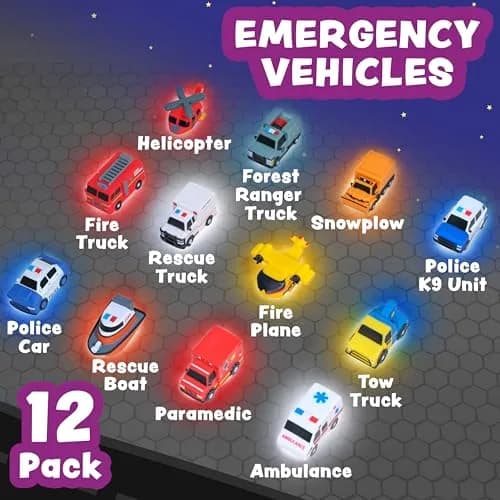 Tub Works Emergency Cars Light Up Bath Toys 12 Pack | Water-Activated Sensory Fun for Toddlers thumbnail 3