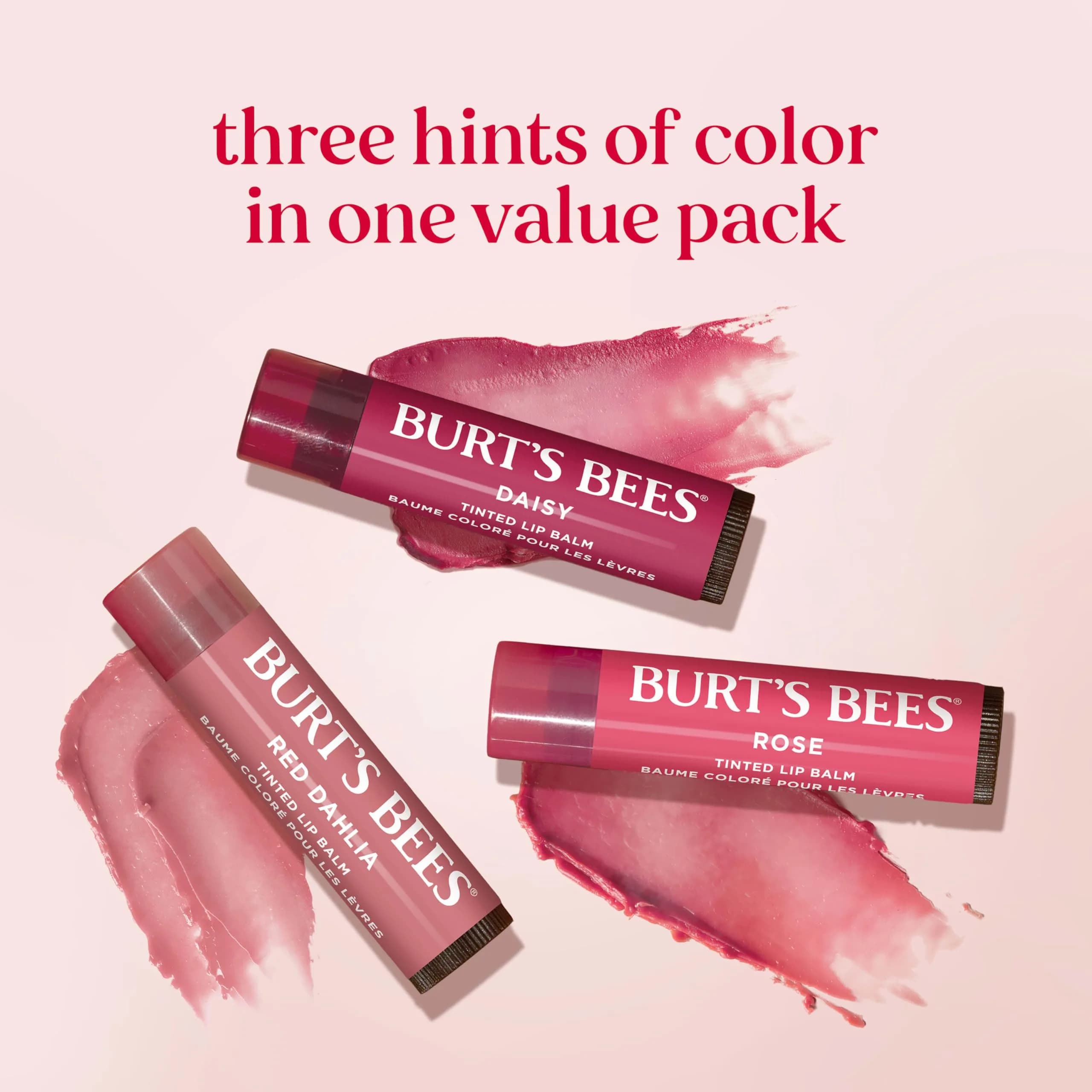 Burt's Bees Tinted Lip Balm Value Pack, Red Dahlia, Daisy & Rose, 0.45 oz (3 Tubes) | 8-Hour Moisture & Hint of Color - view 8